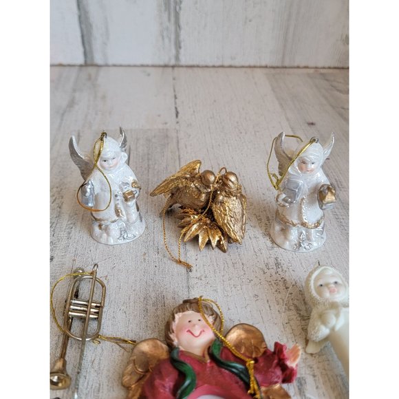 Angel horn trumpet rustic ornament Xmas set religious frame - Picture 5 of 8